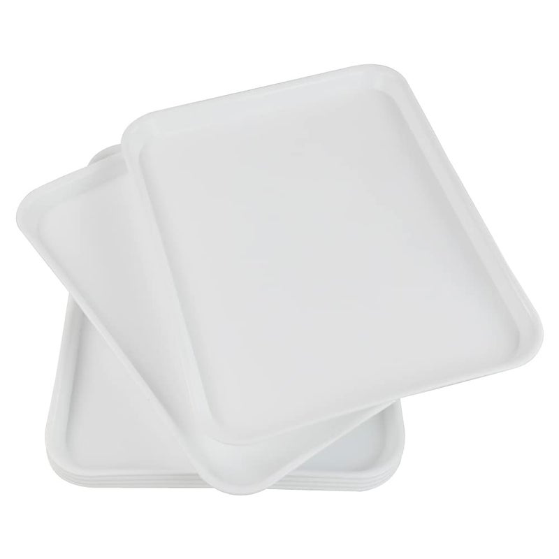 Ponpong White Large Plastic Fast Food Serving Tray, Rectangle, 6 Packs - Image 1